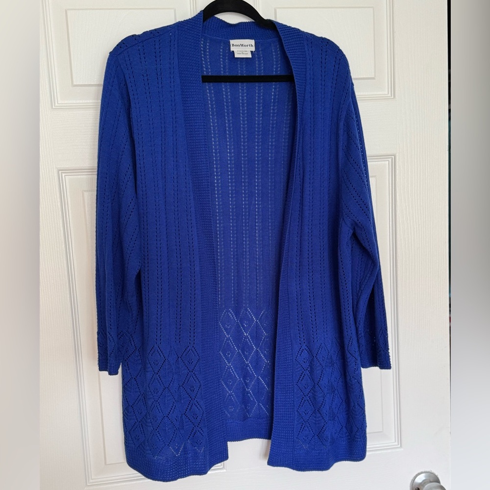 Bon Worth Royal Blue Cardigan, XL